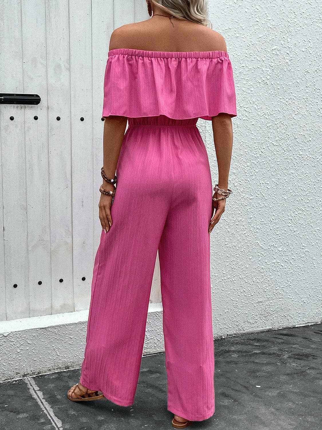 Jumpsuit - Off-Shoulder Wide-Leg - Chic Premium Quality