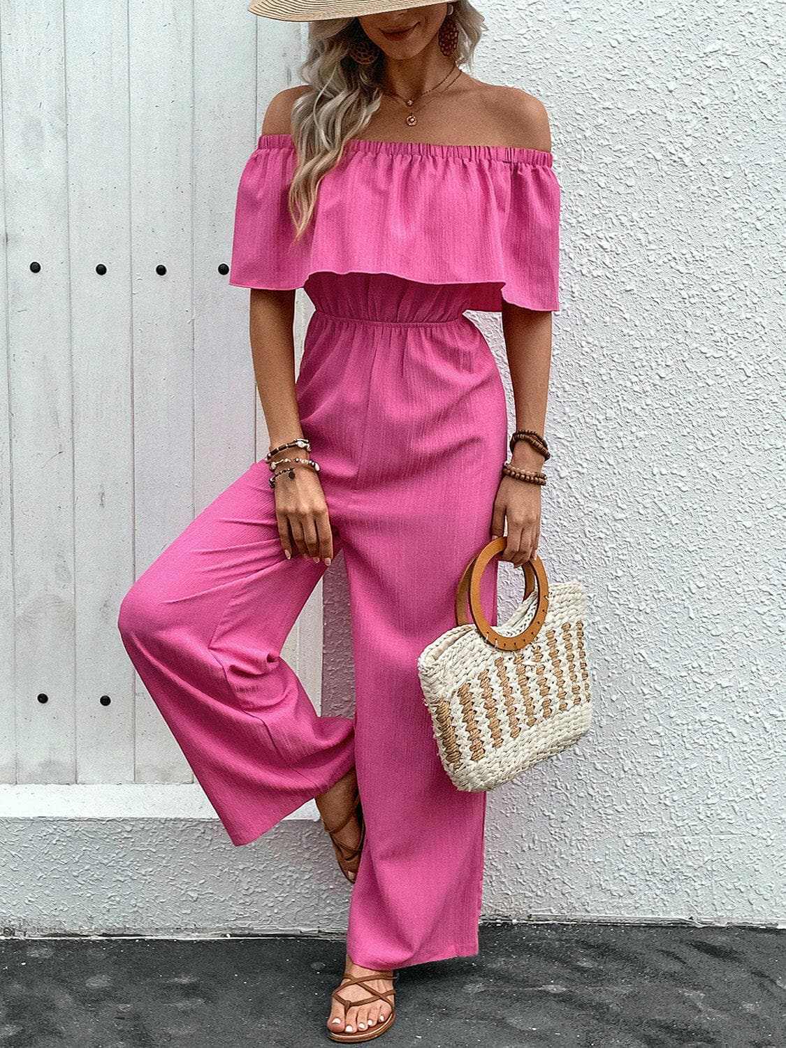 Jumpsuit - Off-Shoulder Wide-Leg - Chic Premium Quality