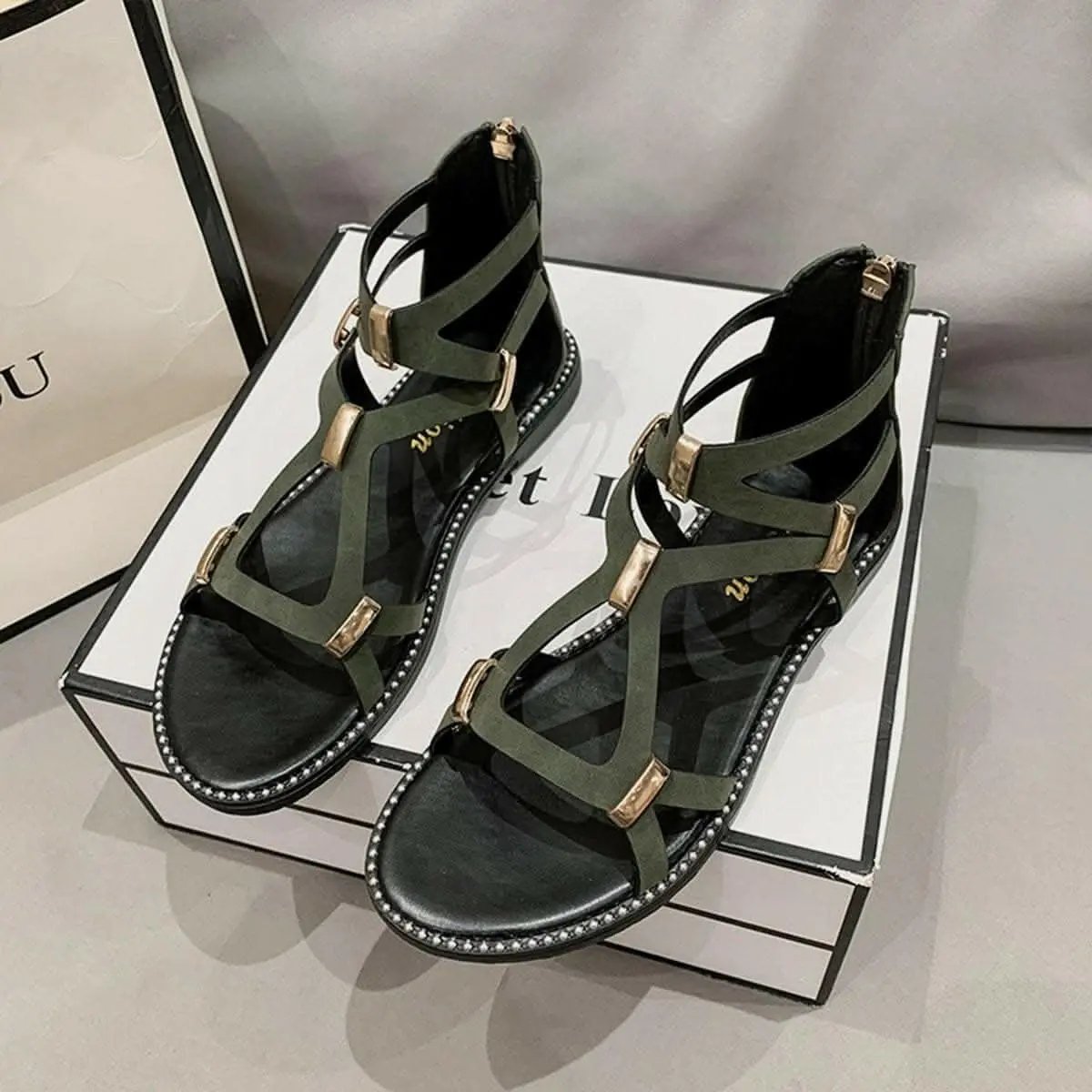 Trendsi Open-Toe Flat Sandals With Zipper — Casual Summer Style