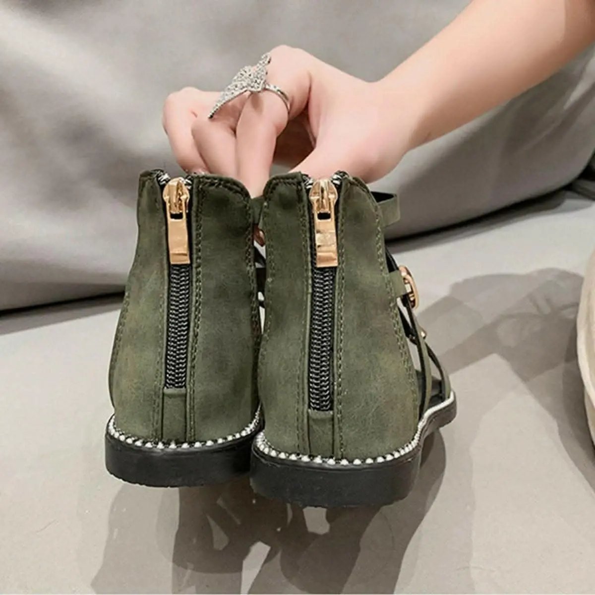Trendsi Open-Toe Flat Sandals With Zipper — Casual Summer Style