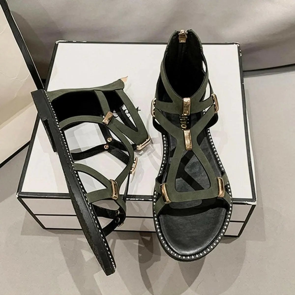 Trendsi Open-Toe Flat Sandals With Zipper — Casual Summer Style