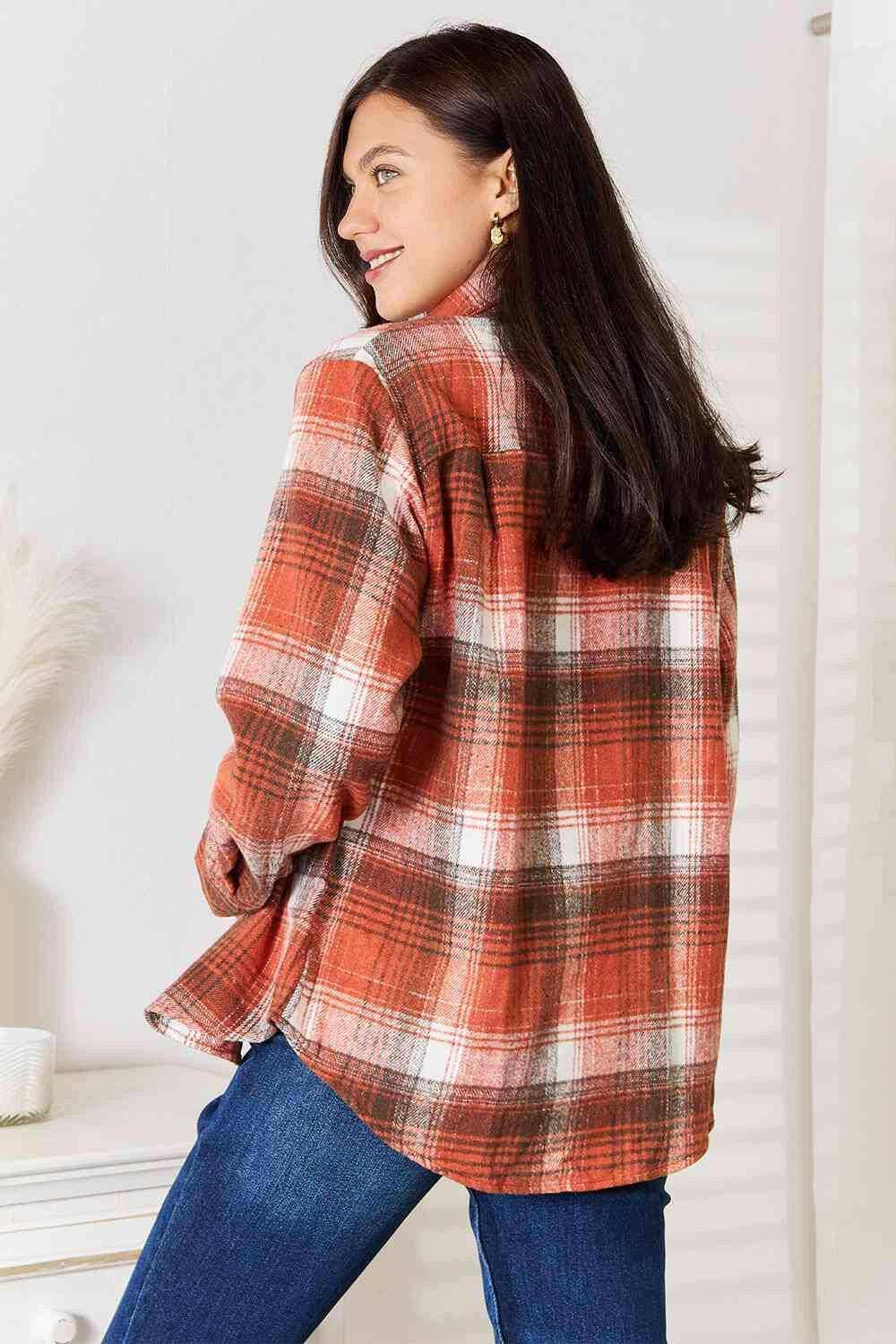 Trendsi Plaid Button-Up Shirt Long Sleeve Women's Casual Top