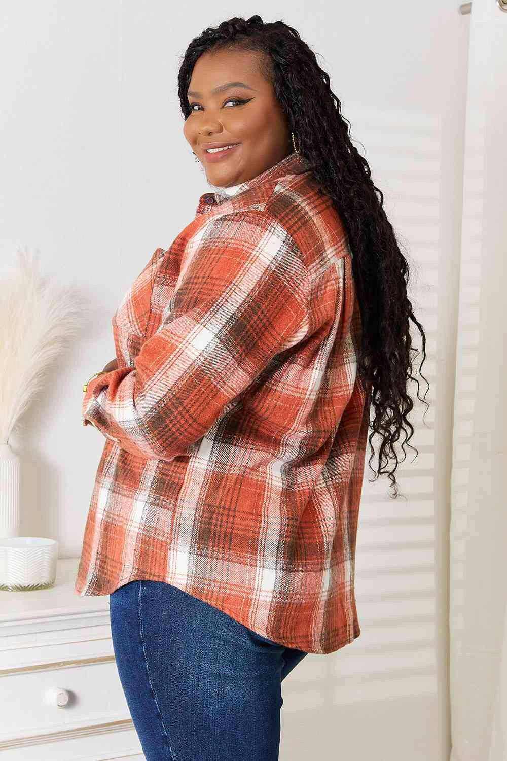 Trendsi Plaid Button-Up Shirt Long Sleeve Women's Casual Top