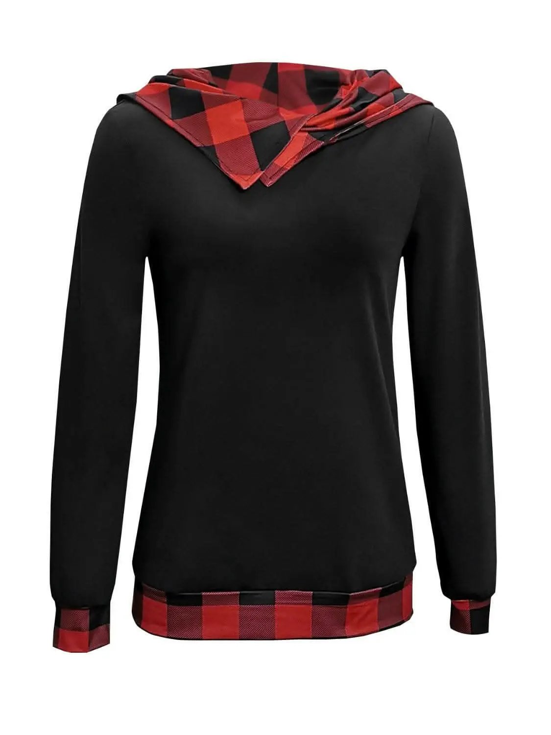 Clothing & Apparel Trendsi Chic plaid hooded long sleeve blouse