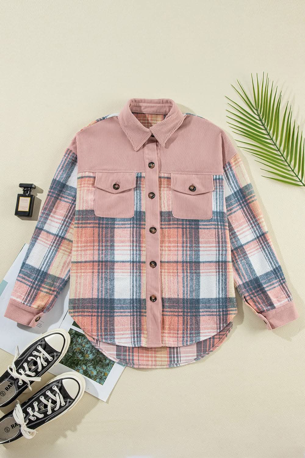 Trendsi Plaid Shacket With Pockets — Casual Fall Jacket