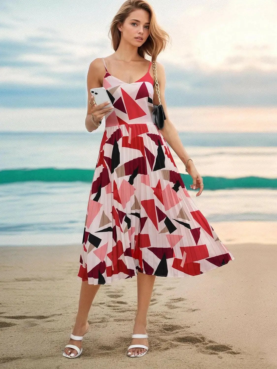 Dresses Trendsi swimwear - Chic pleated geometric dress