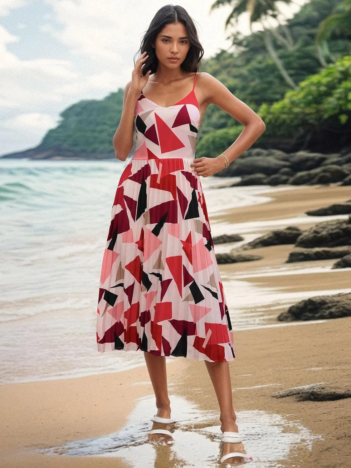Dresses Trendsi swimwear - Chic pleated geometric dress