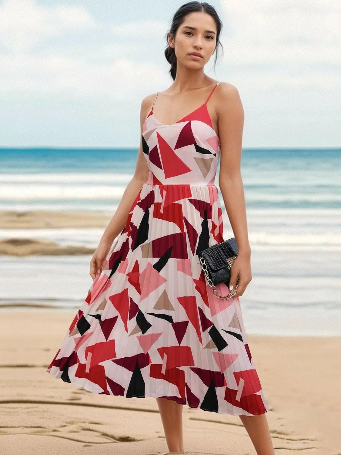 Dresses Trendsi swimwear - Chic pleated geometric dress