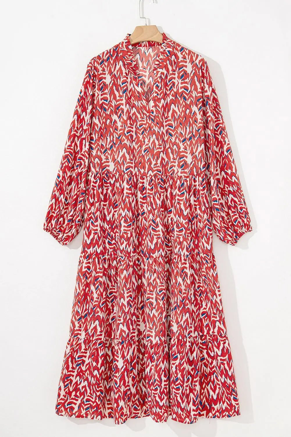 Dresses Love Salve Abstract Maxi Dress Women's Plus Size V-Neck Chic Daily Wear