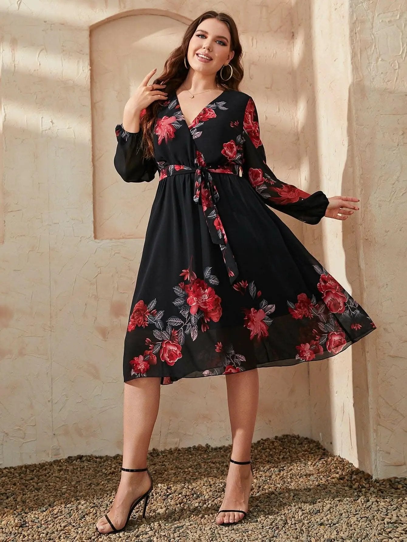 Dresses Trendsi Floral Midi Dress Women's Plus Size Chic Dress - Comfortable & Stylish