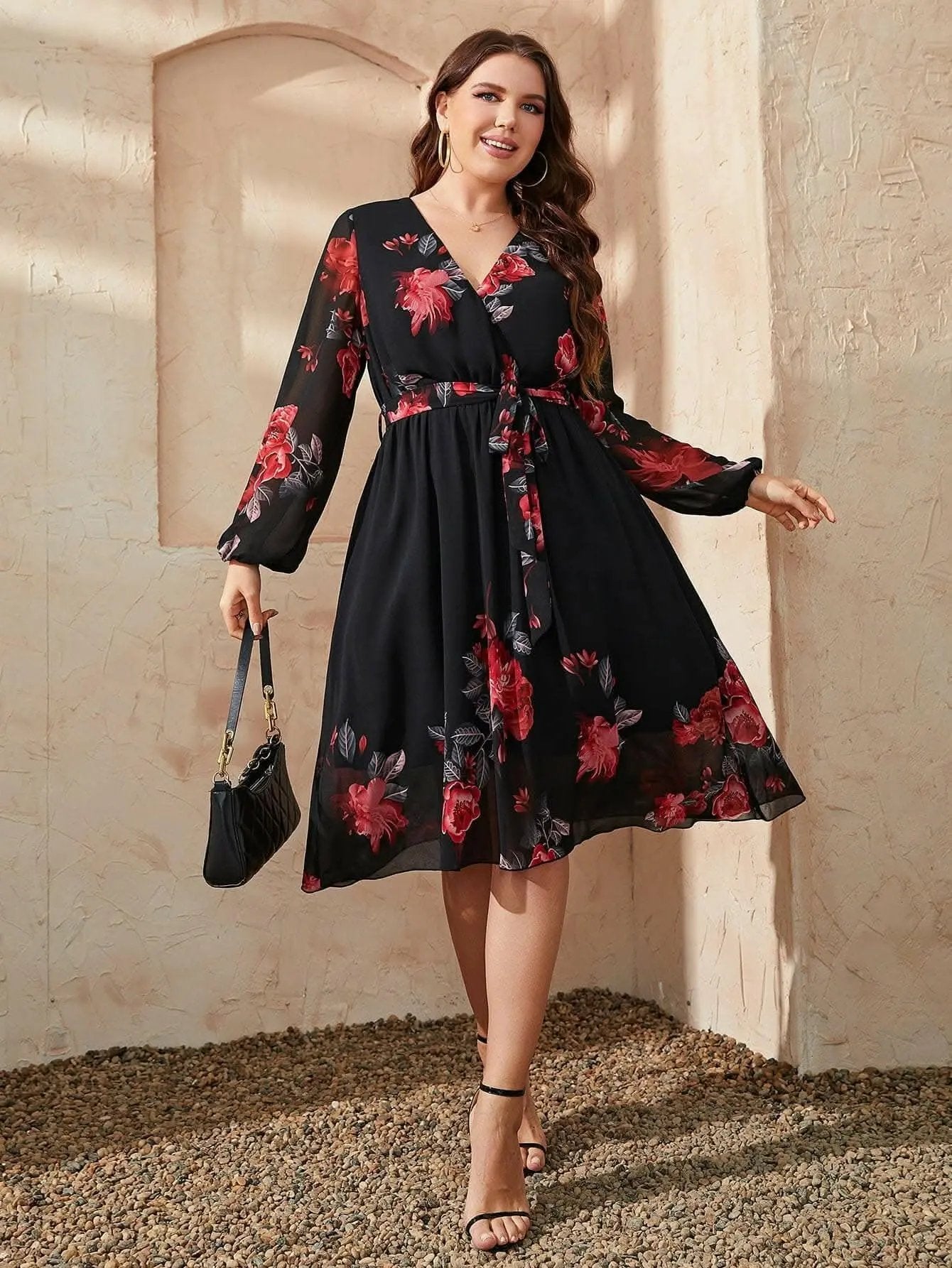 Dresses Trendsi Floral Midi Dress Women's Plus Size Chic Dress - Comfortable & Stylish