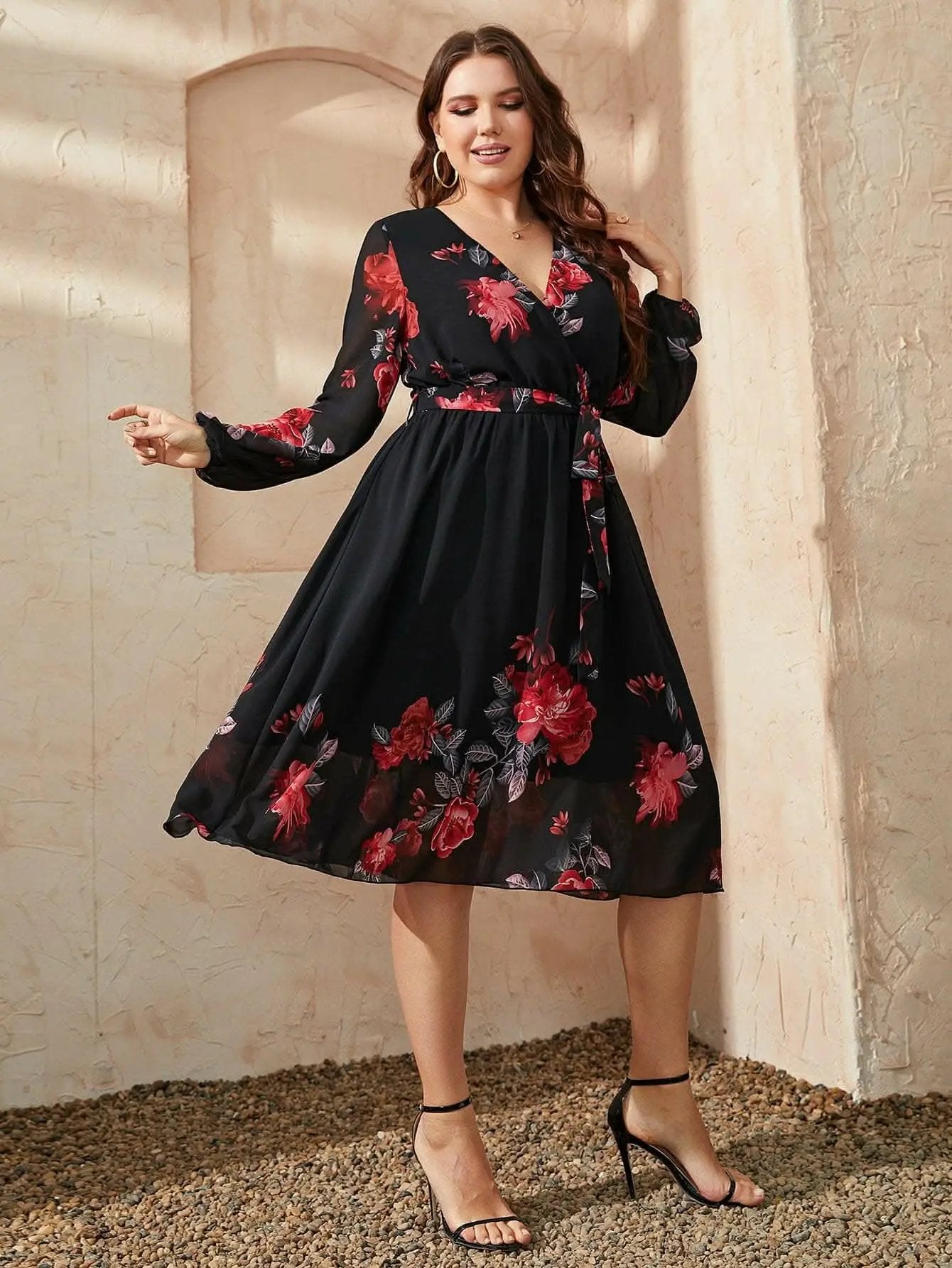 Dresses Trendsi Floral Midi Dress Women's Plus Size Chic Dress - Comfortable & Stylish