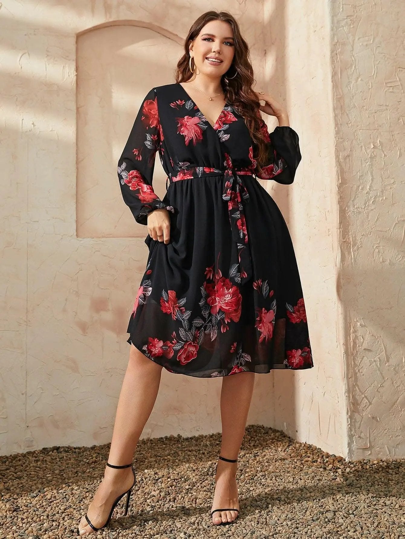Dresses Trendsi Floral Midi Dress Women's Plus Size Chic Dress - Comfortable & Stylish