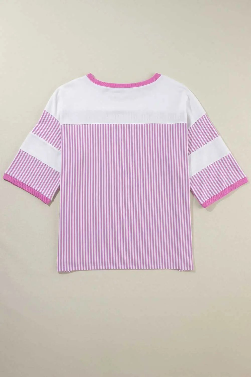 T-Shirts Love Salve Plus Size Pink Stripe Daily Wear Tee Women's Casual Summer Top