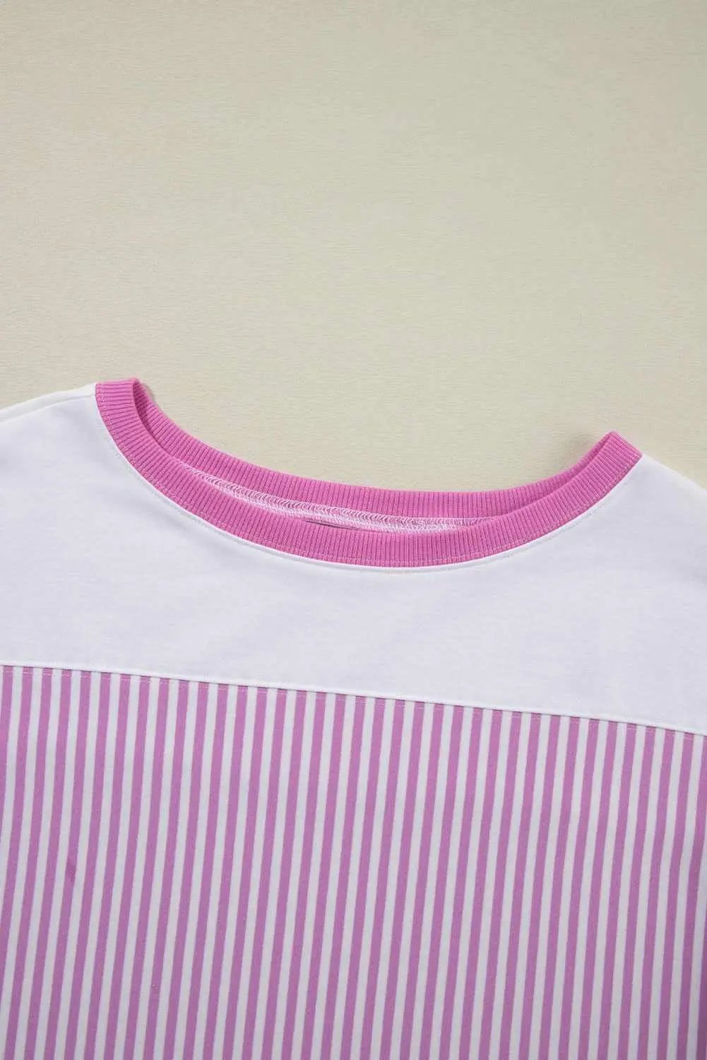 T-Shirts Love Salve Plus Size Pink Stripe Daily Wear Tee Women's Casual Summer Top