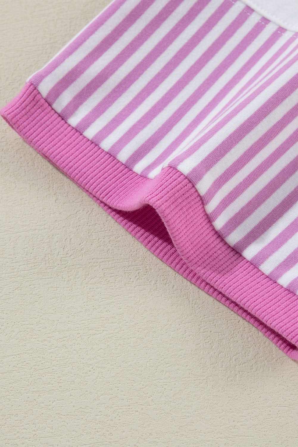 T-Shirts Love Salve Plus Size Pink Stripe Daily Wear Tee Women's Casual Summer Top