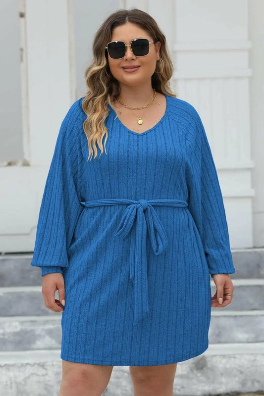 Sweaters Trendsi Ribbed Sweater Dress Plus Size Women's Chic Knit Dress Comfortable Fit