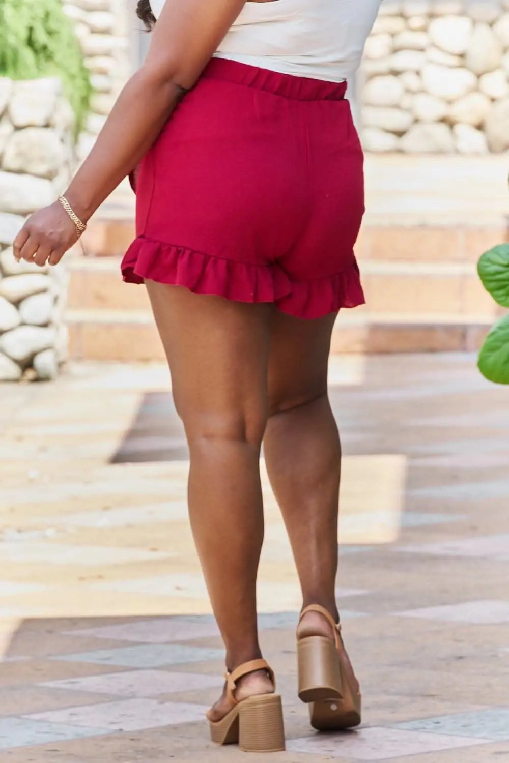 Trendsi Plus Size Ruffled Skort Shorts — Faux Wrap Design