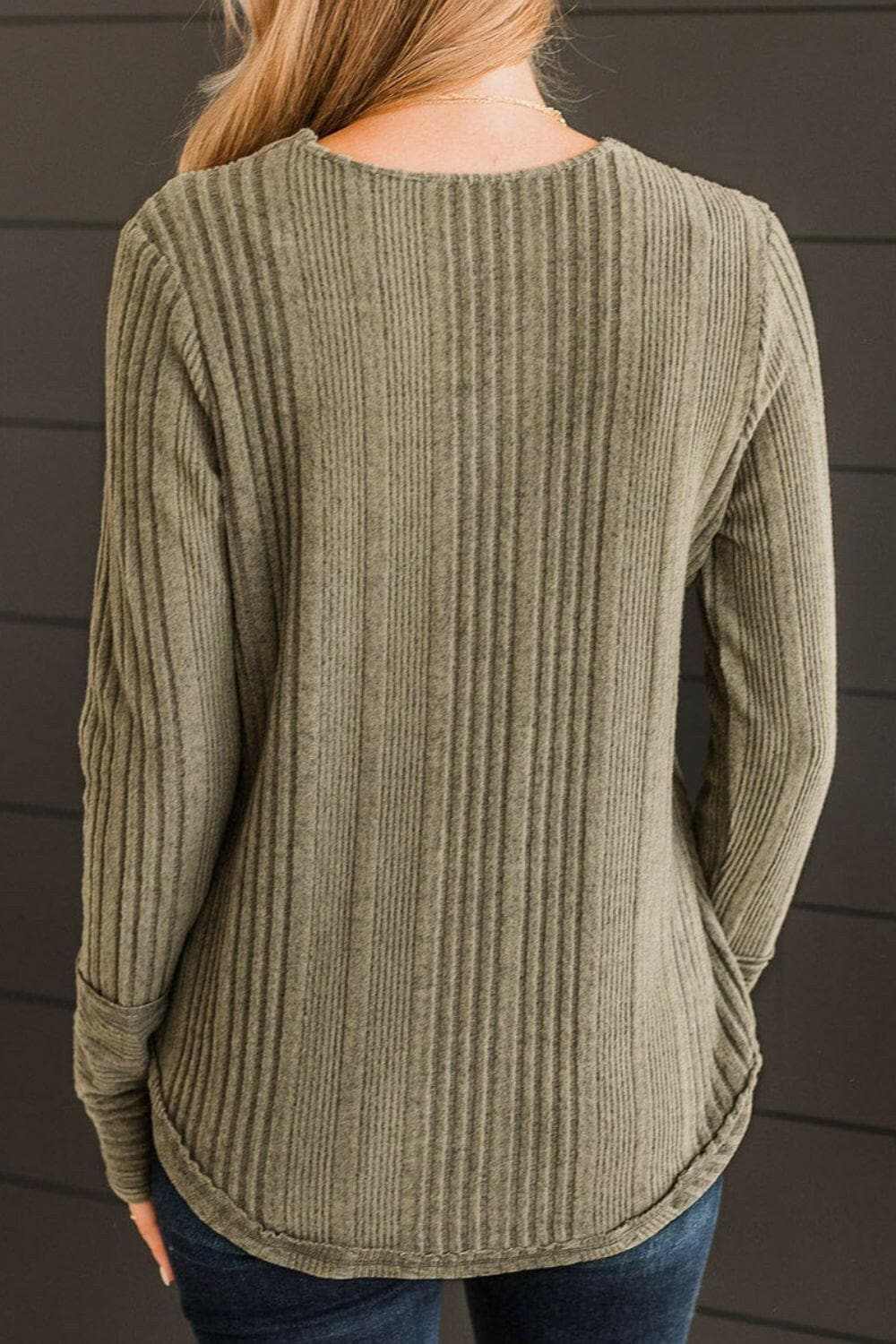 Blouses Trendsi Chic Ribbed Long Sleeve Blouse - Women's Top