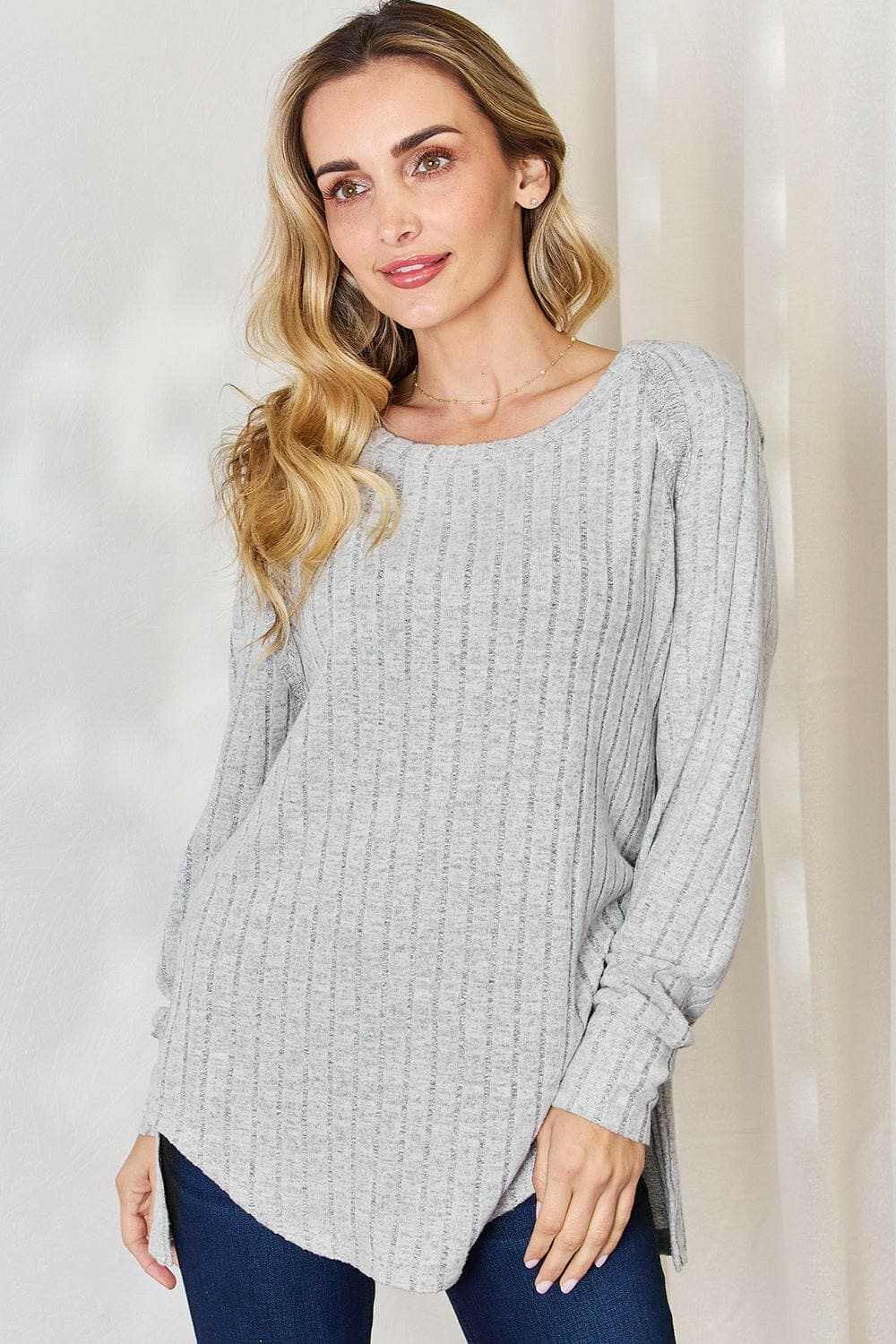 Camisetas Trendsi TIKTOK - Camiseta chic de cuello redondo acanalado