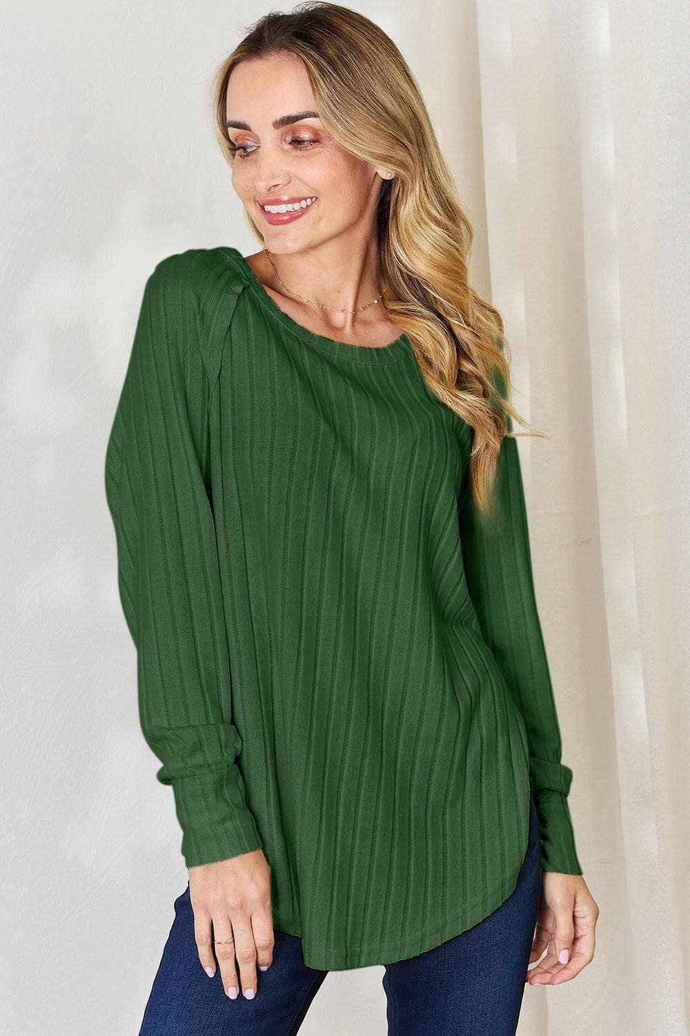 Camisetas Trendsi TIKTOK - Camiseta chic de cuello redondo acanalado