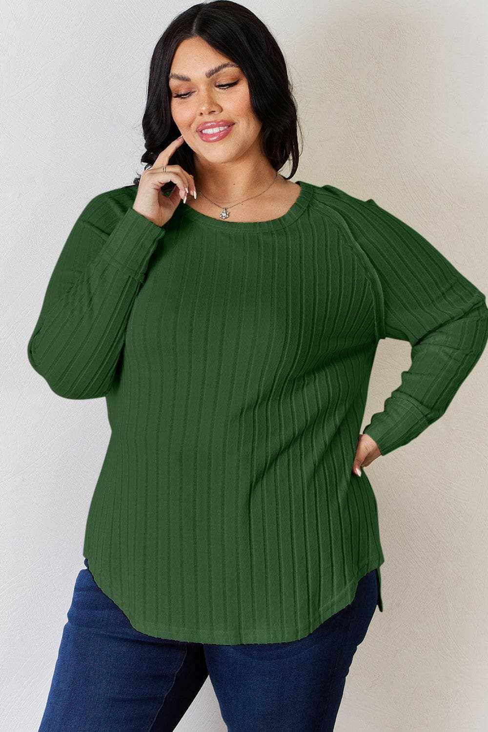 Camisetas Trendsi TIKTOK - Camiseta chic de cuello redondo acanalado