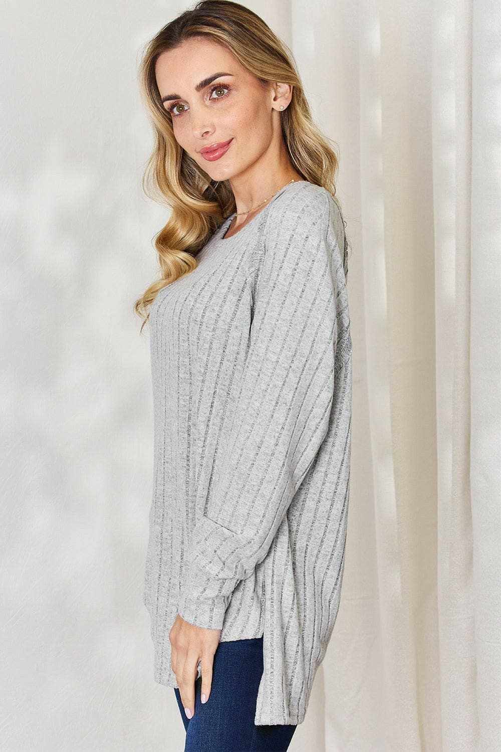 Camisetas Trendsi TIKTOK - Camiseta chic de cuello redondo acanalado