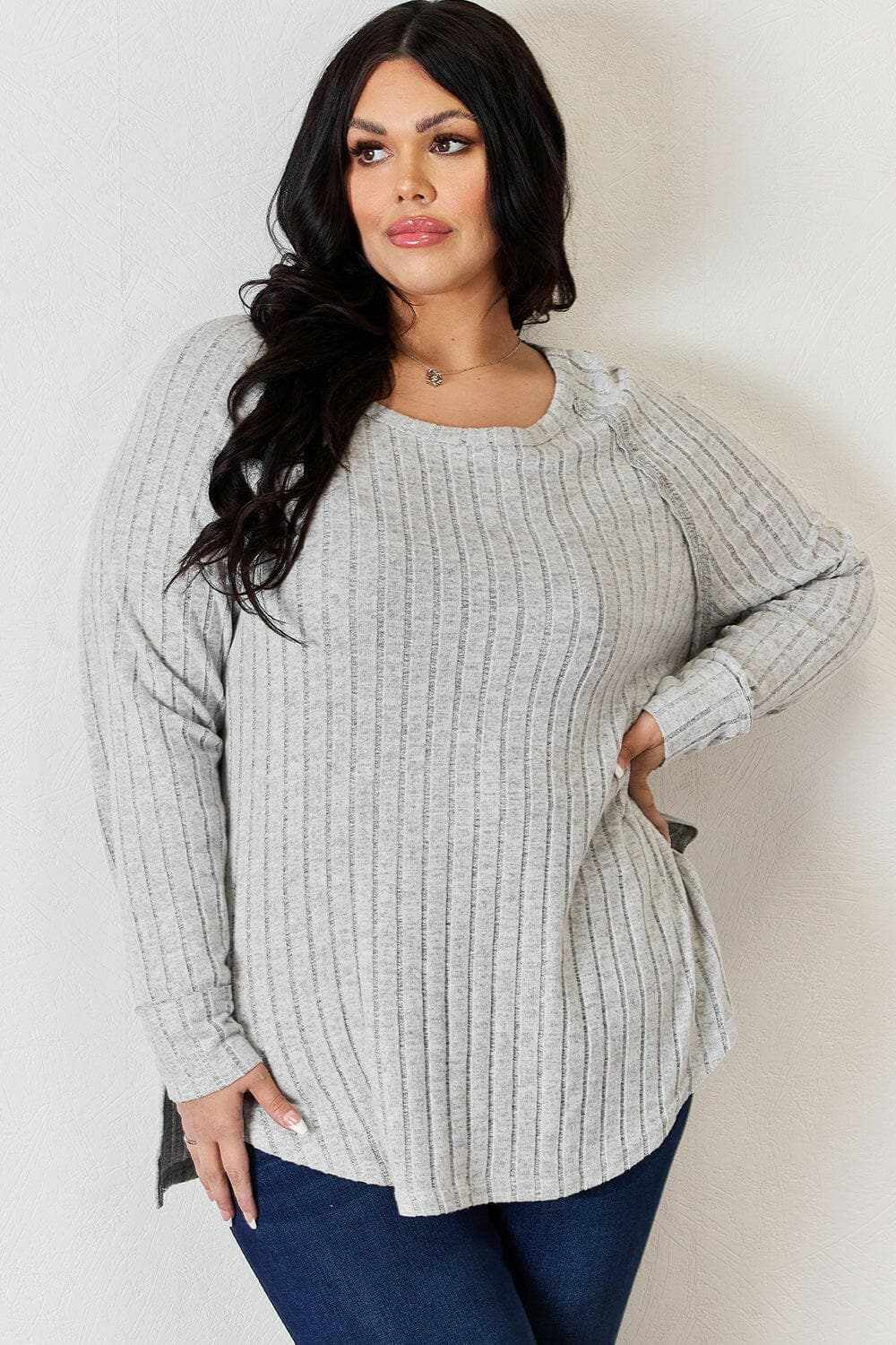 Camisetas Trendsi TIKTOK - Camiseta chic de cuello redondo acanalado
