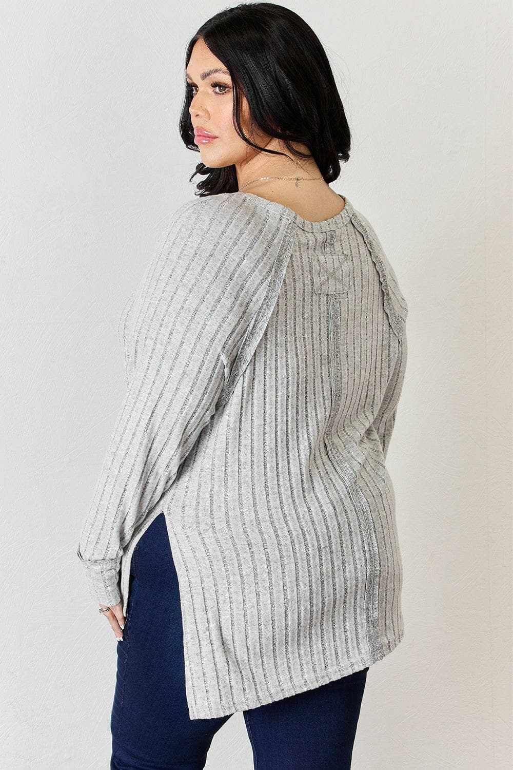 Camisetas Trendsi TIKTOK - Camiseta chic de cuello redondo acanalado