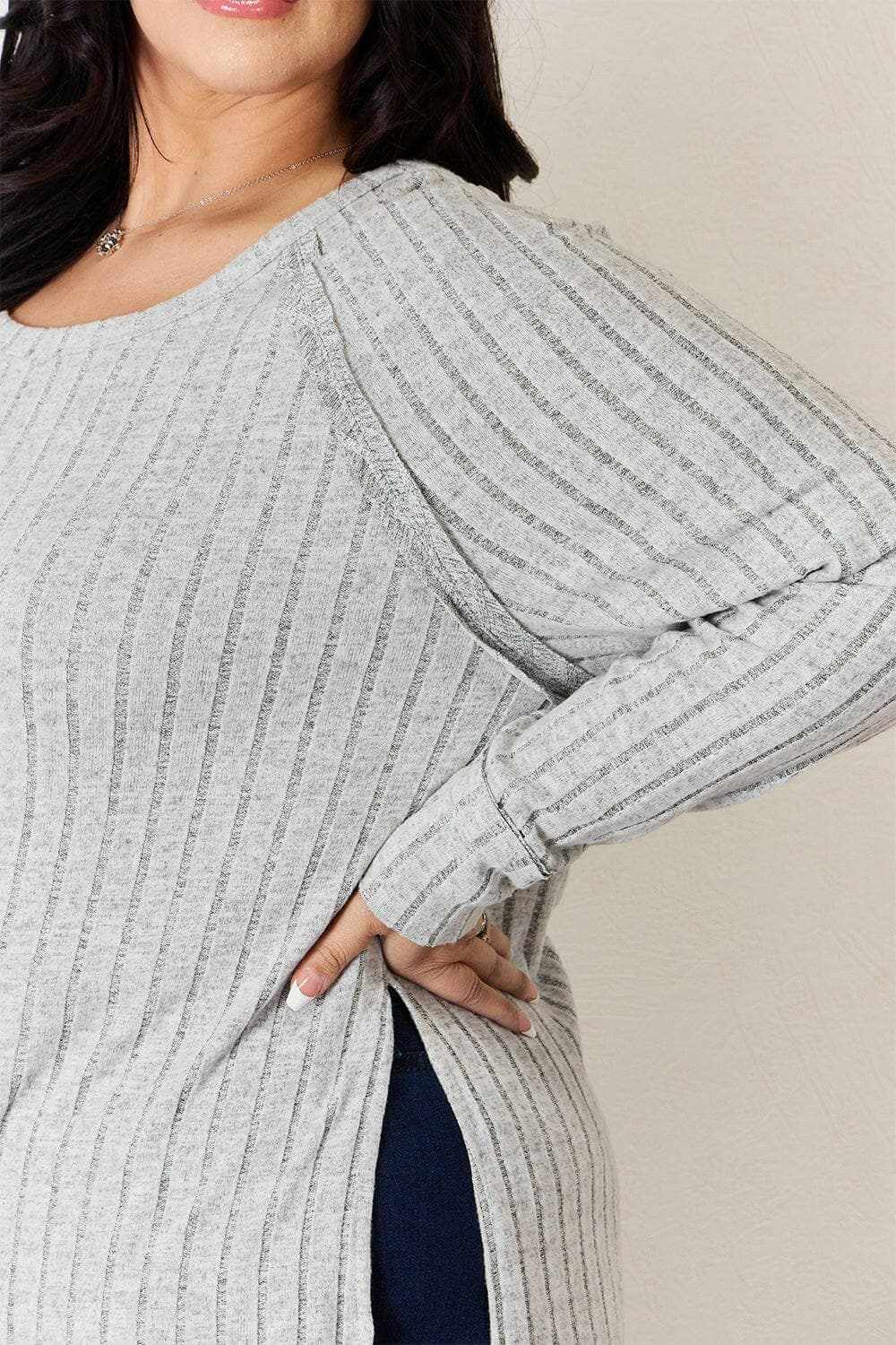 Camisetas Trendsi TIKTOK - Camiseta chic de cuello redondo acanalado