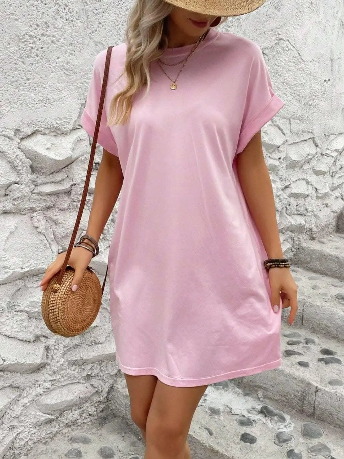 Women's Mini Dress Round Neck by Trendsi | Light Gray