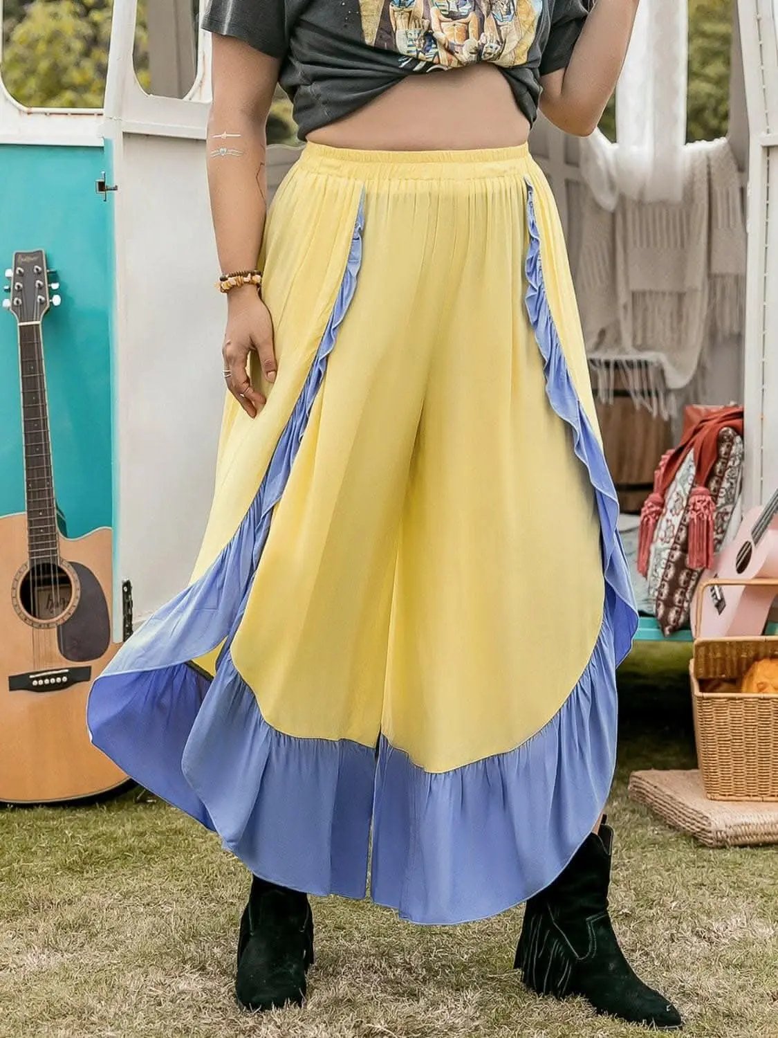 Trendsi Plus Ruffled Wide Leg Pants — Chic Casual Style