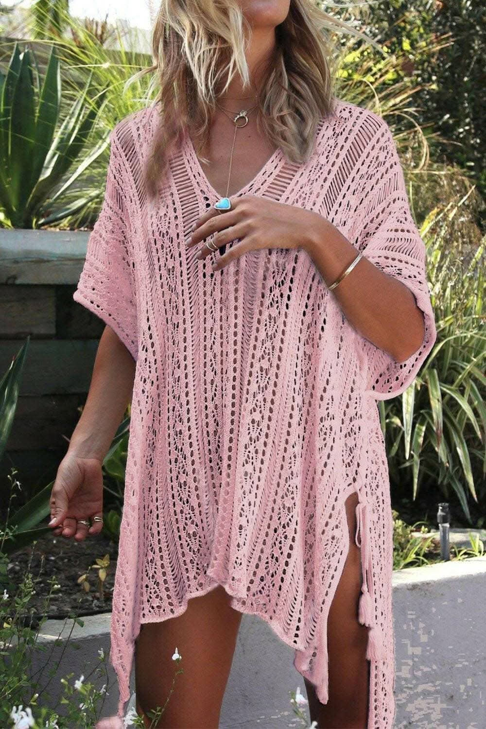 Swimwear Cover-up - Sheer V-Neck Tassels - Chic