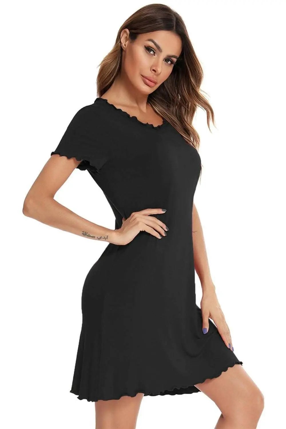Trendsi Vestido Lounge de Manga Corta Ajuste Holgado — Comodidad Elegante