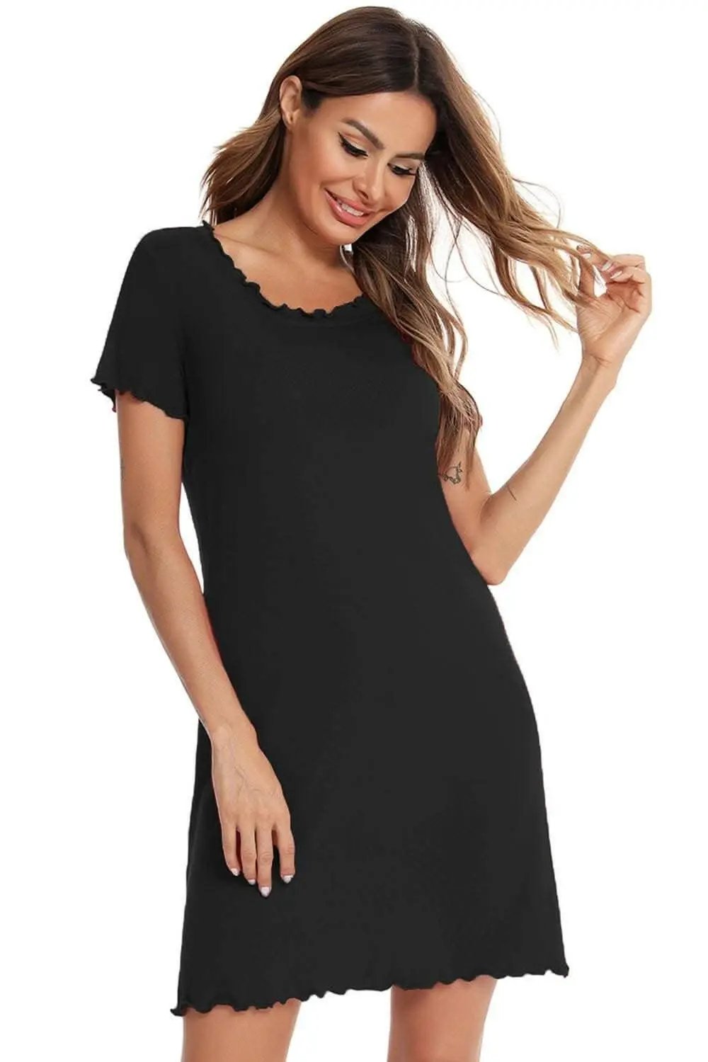 Trendsi Vestido Lounge de Manga Corta Ajuste Holgado — Comodidad Elegante