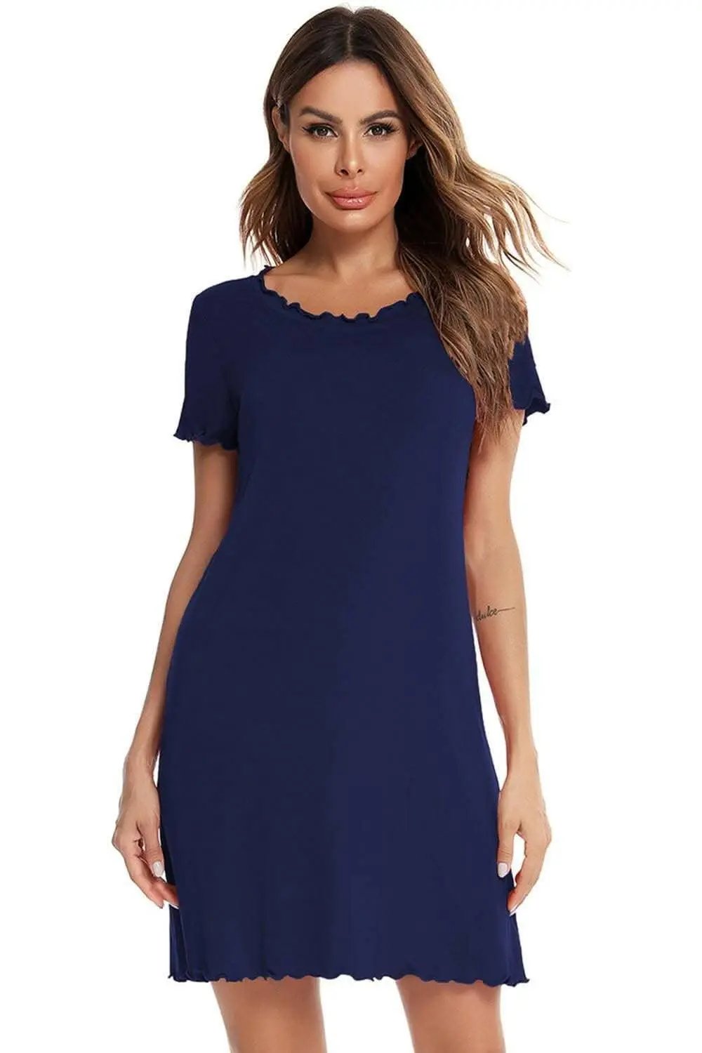 Trendsi Vestido Lounge de Manga Corta Ajuste Holgado — Comodidad Elegante