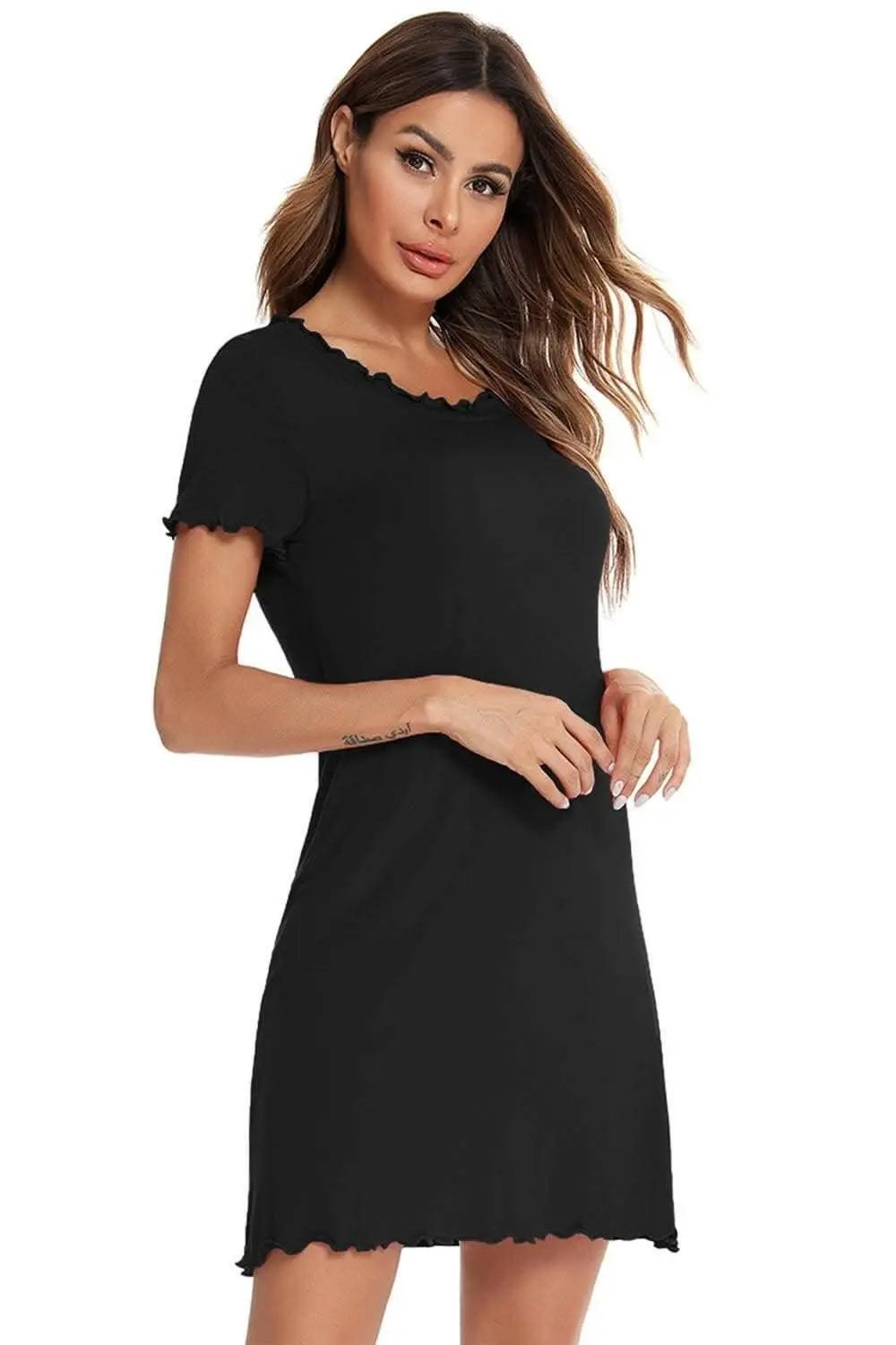 Trendsi Vestido Lounge de Manga Corta Ajuste Holgado — Comodidad Elegante