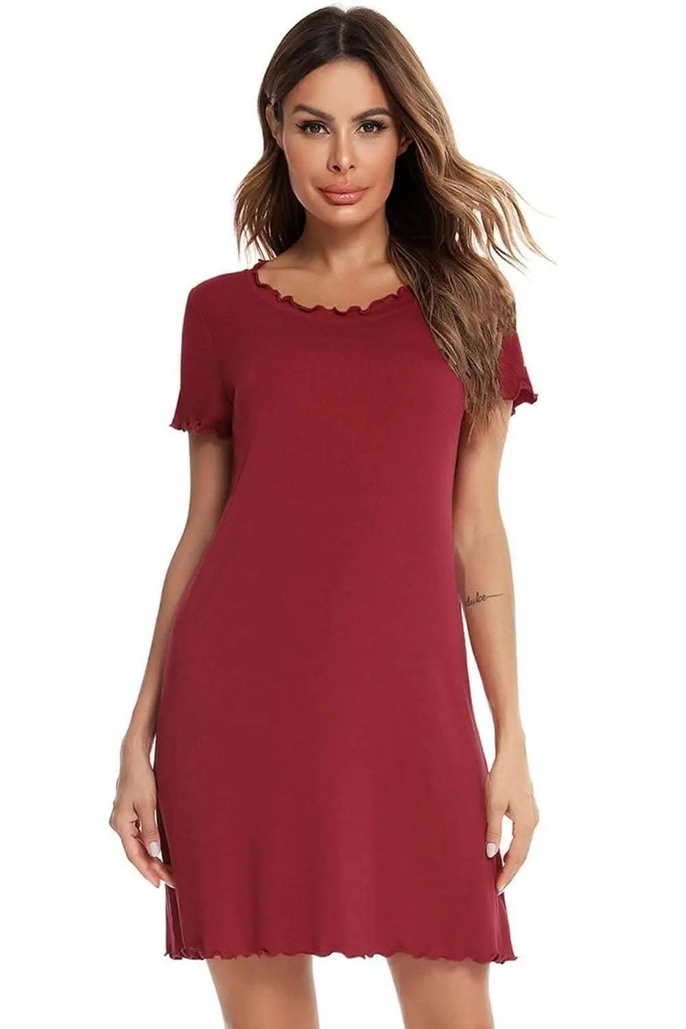 Trendsi Vestido Lounge de Manga Corta Ajuste Holgado — Comodidad Elegante