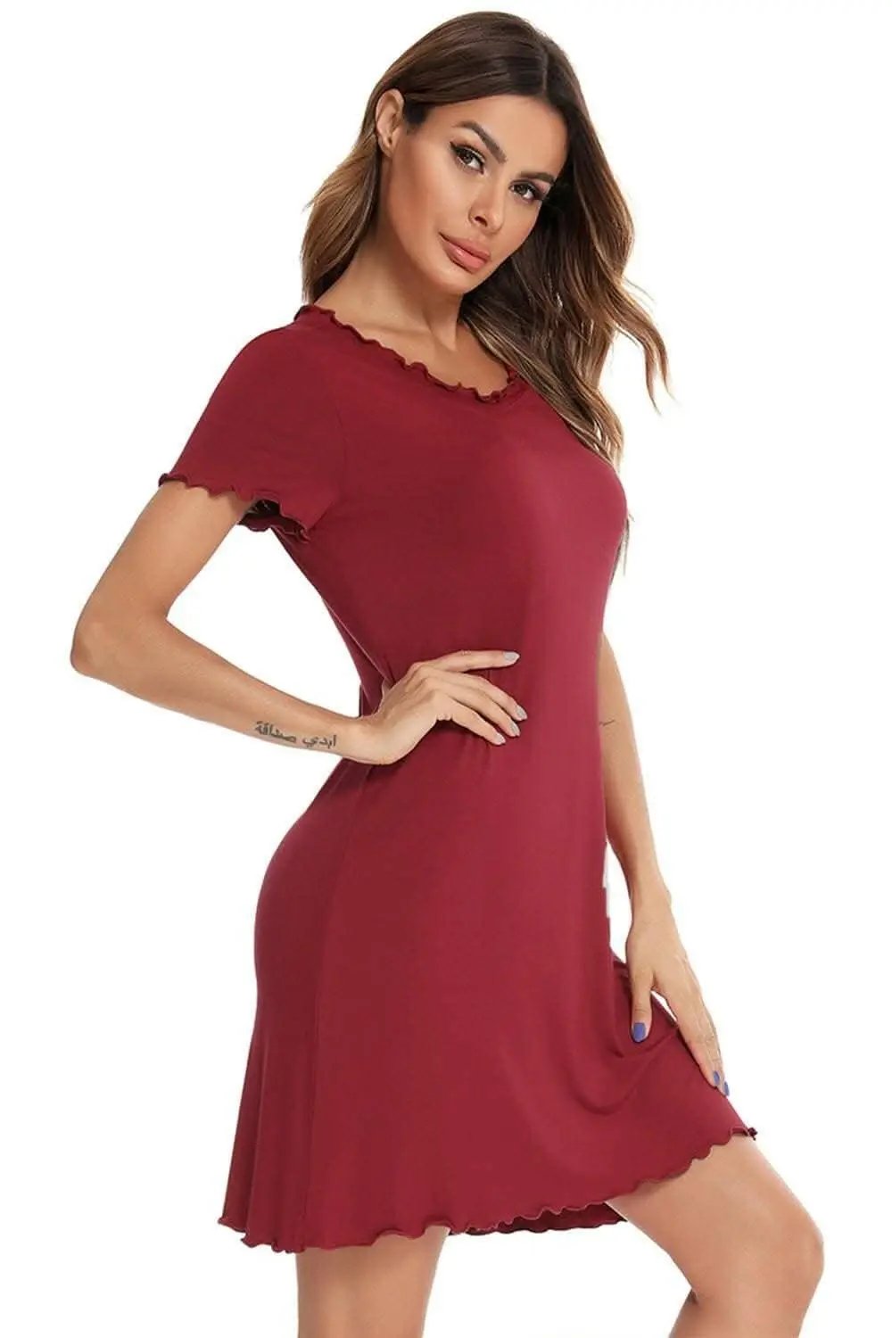 Trendsi Vestido Lounge de Manga Corta Ajuste Holgado — Comodidad Elegante