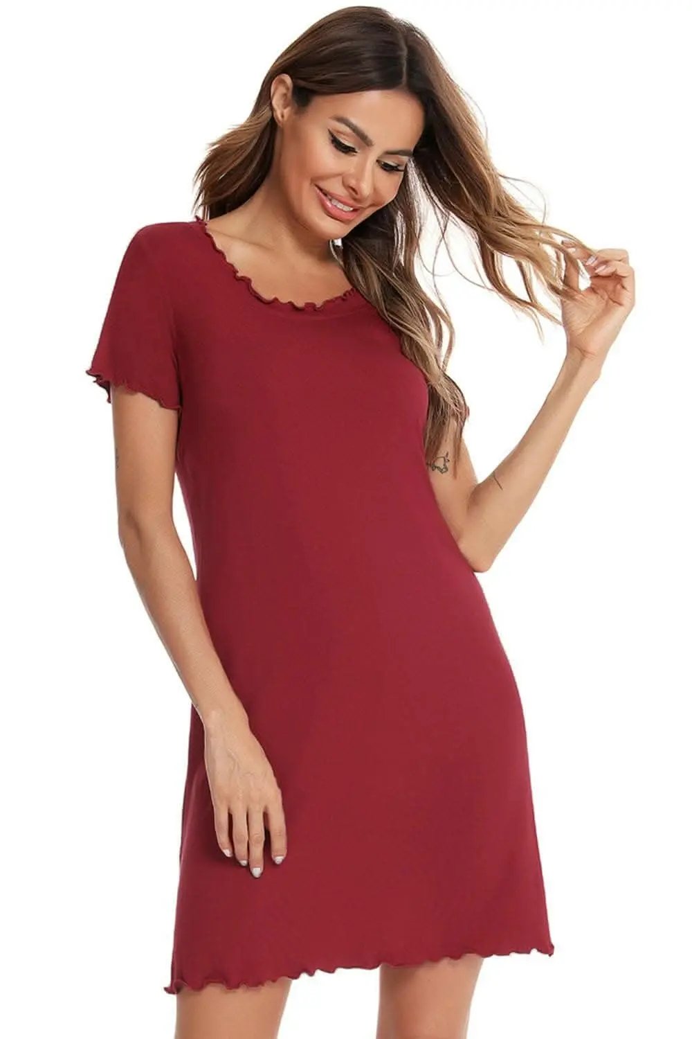Trendsi Vestido Lounge de Manga Corta Ajuste Holgado — Comodidad Elegante