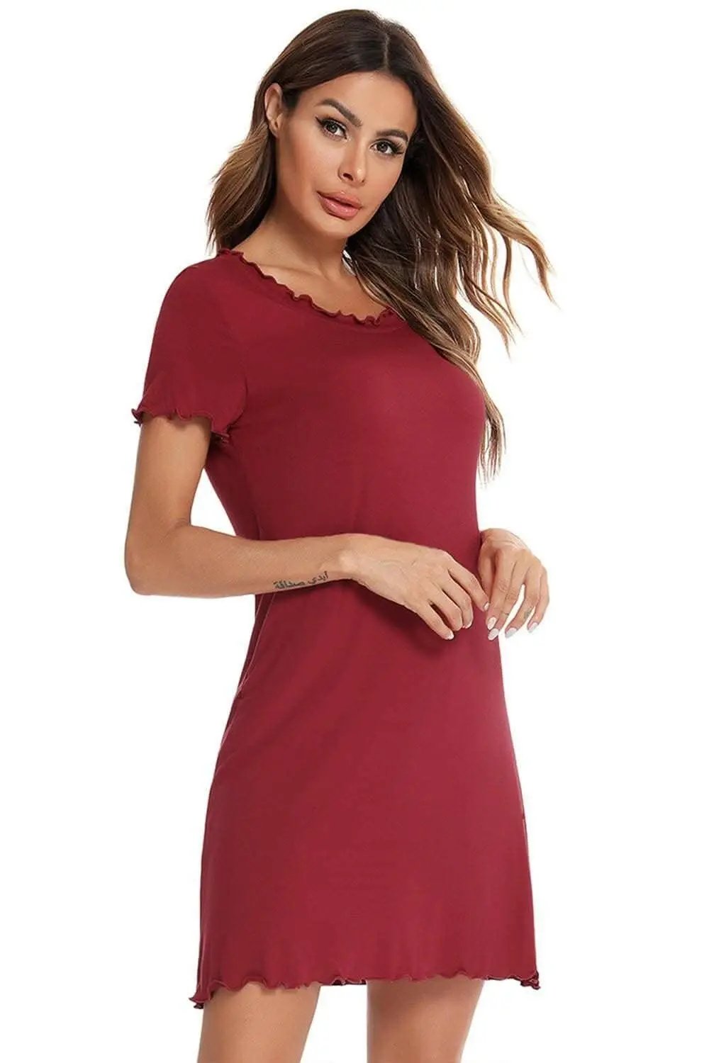 Trendsi Vestido Lounge de Manga Corta Ajuste Holgado — Comodidad Elegante