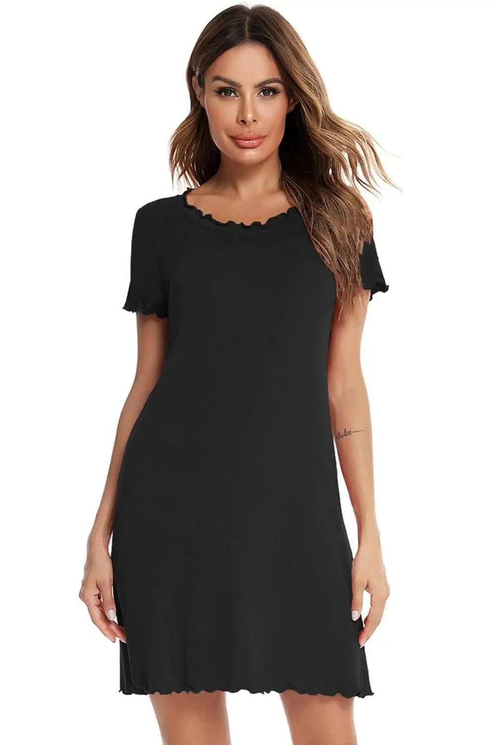 Trendsi Vestido Lounge de Manga Corta Ajuste Holgado — Comodidad Elegante