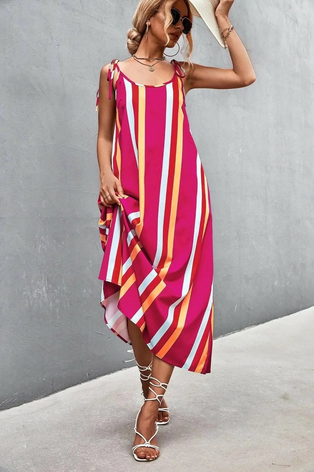 ¡Los vestidos Trendsi acaban de llegar! - Elegante vestido a rayas sin mangas