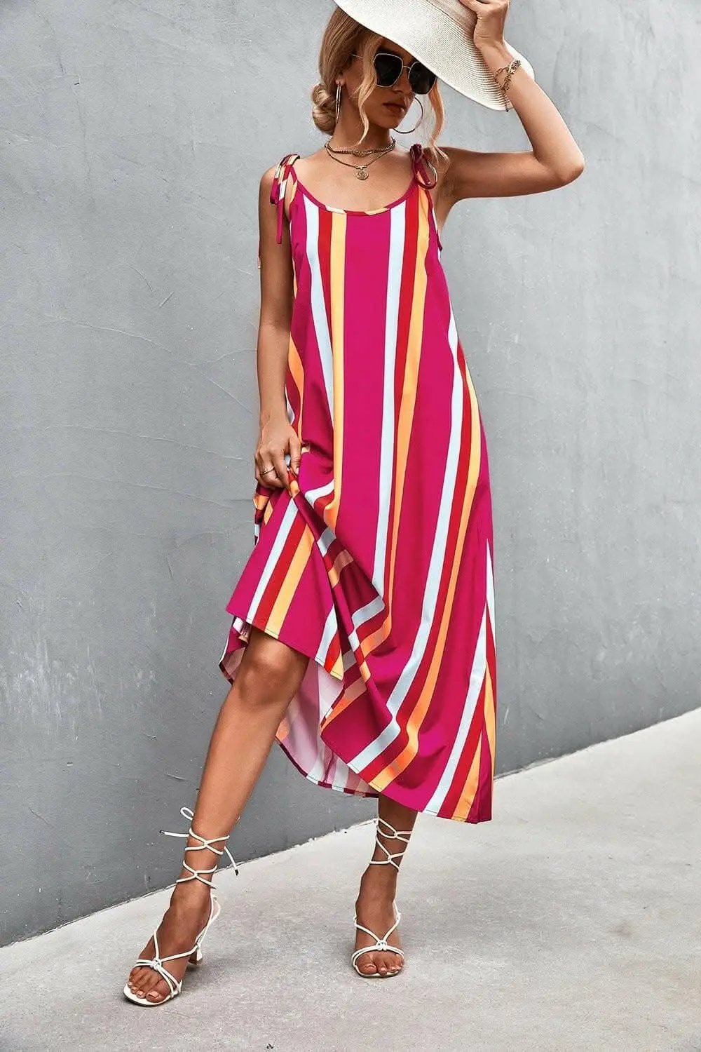 ¡Los vestidos Trendsi acaban de llegar! - Elegante vestido a rayas sin mangas