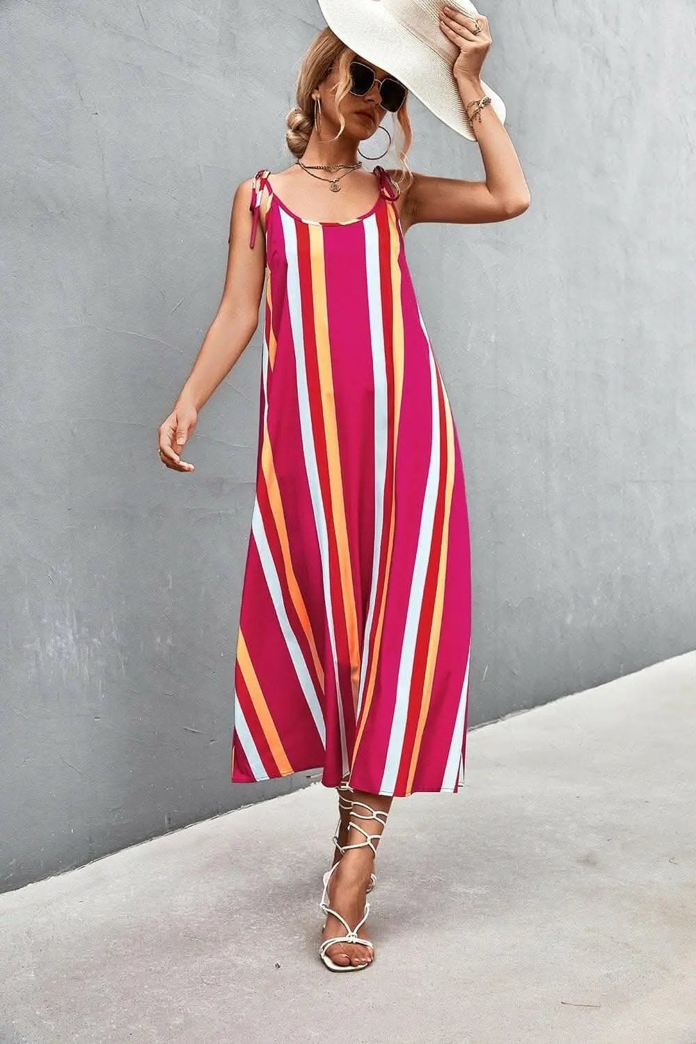 ¡Los vestidos Trendsi acaban de llegar! - Elegante vestido a rayas sin mangas