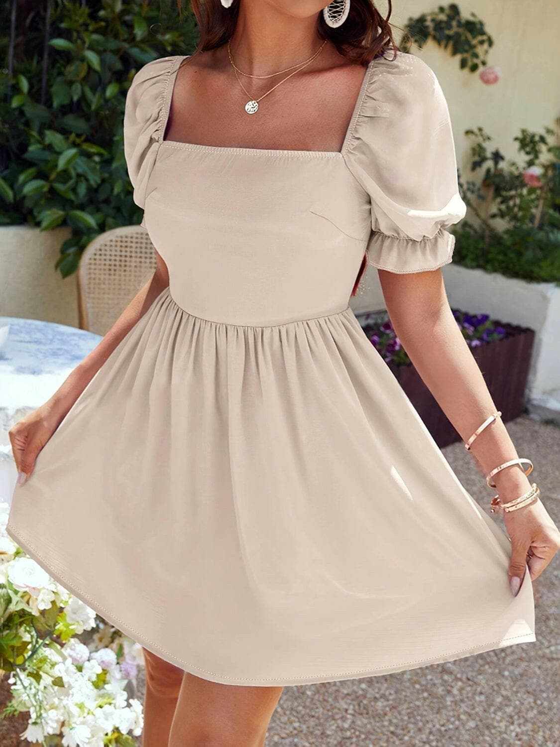 Dresses Trendsi Chic square neck flounce sleeve dress