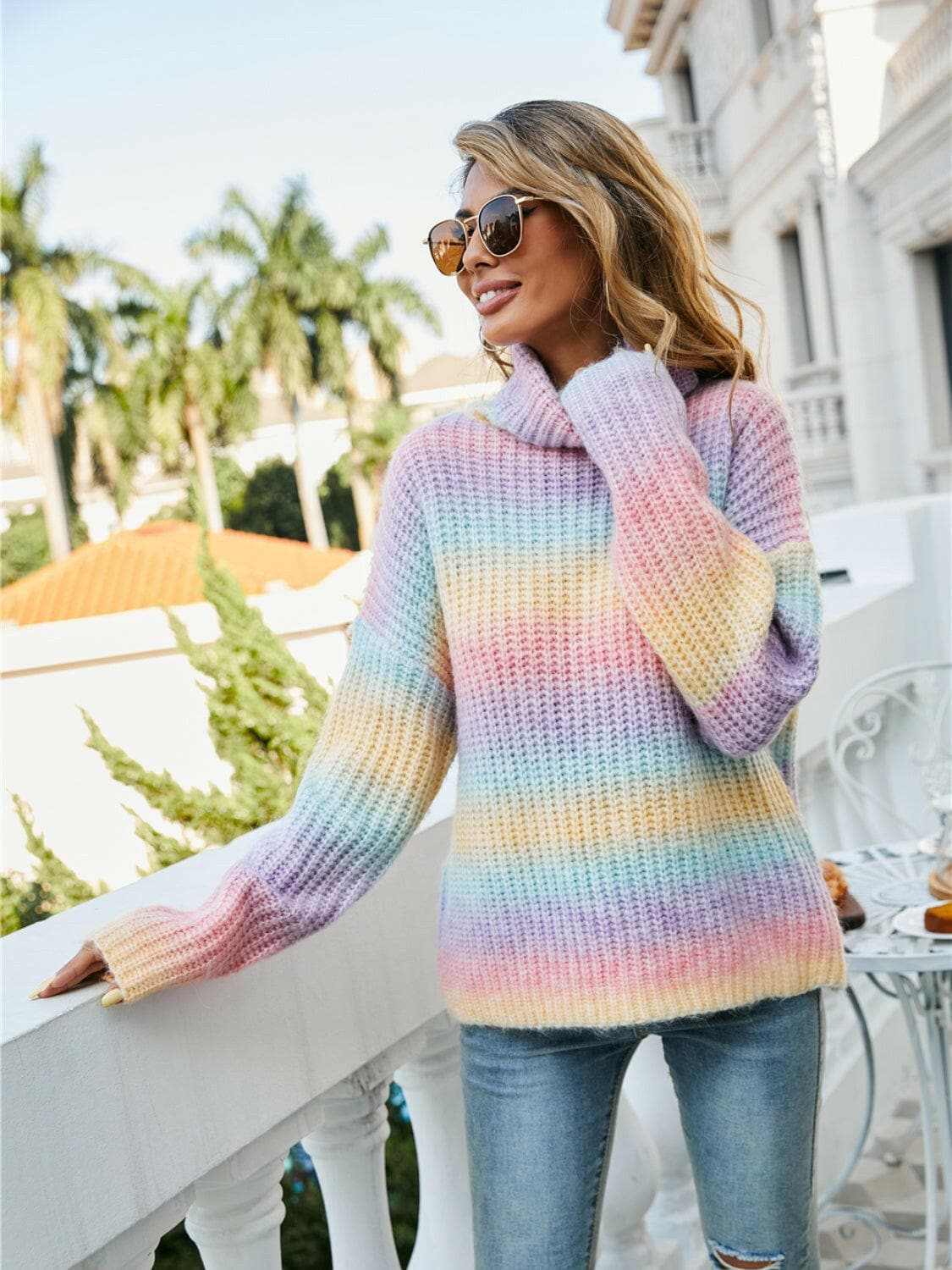 Sweaters Trendsi Turtleneck Sweater Women's Casual Dropped Shoulder Knit Top - Cozy & Chic