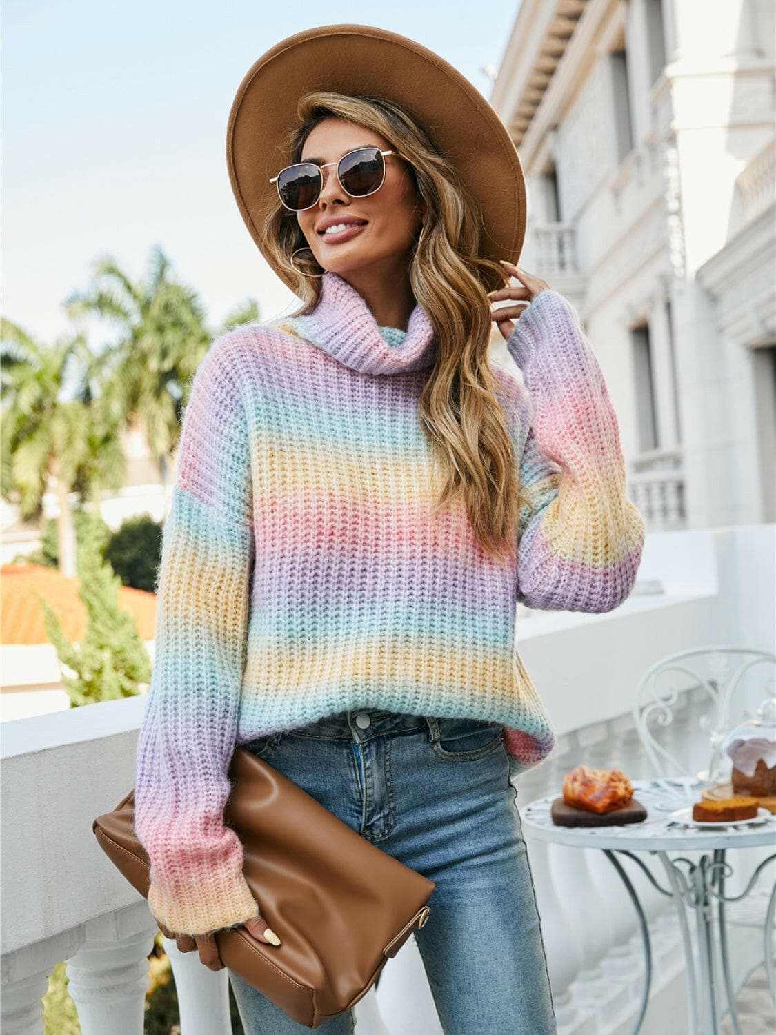 Sweaters Trendsi Turtleneck Sweater Women's Casual Dropped Shoulder Knit Top - Cozy & Chic