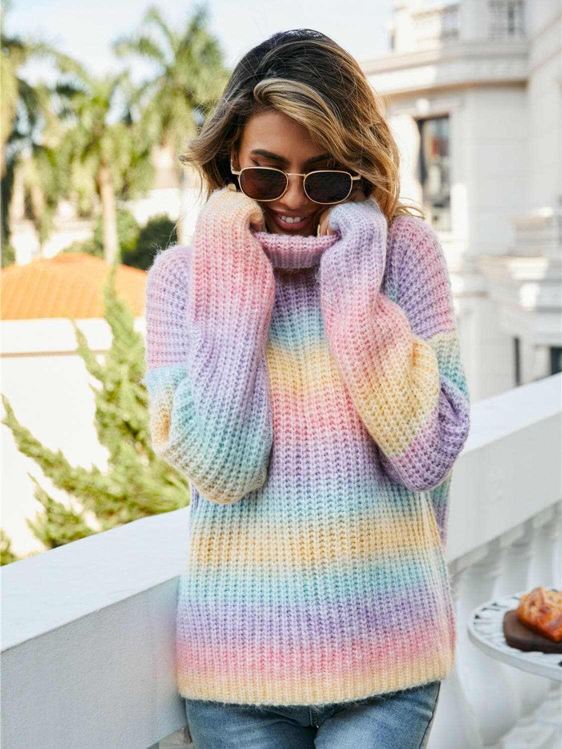 Sweaters Trendsi Turtleneck Sweater Women's Casual Dropped Shoulder Knit Top - Cozy & Chic