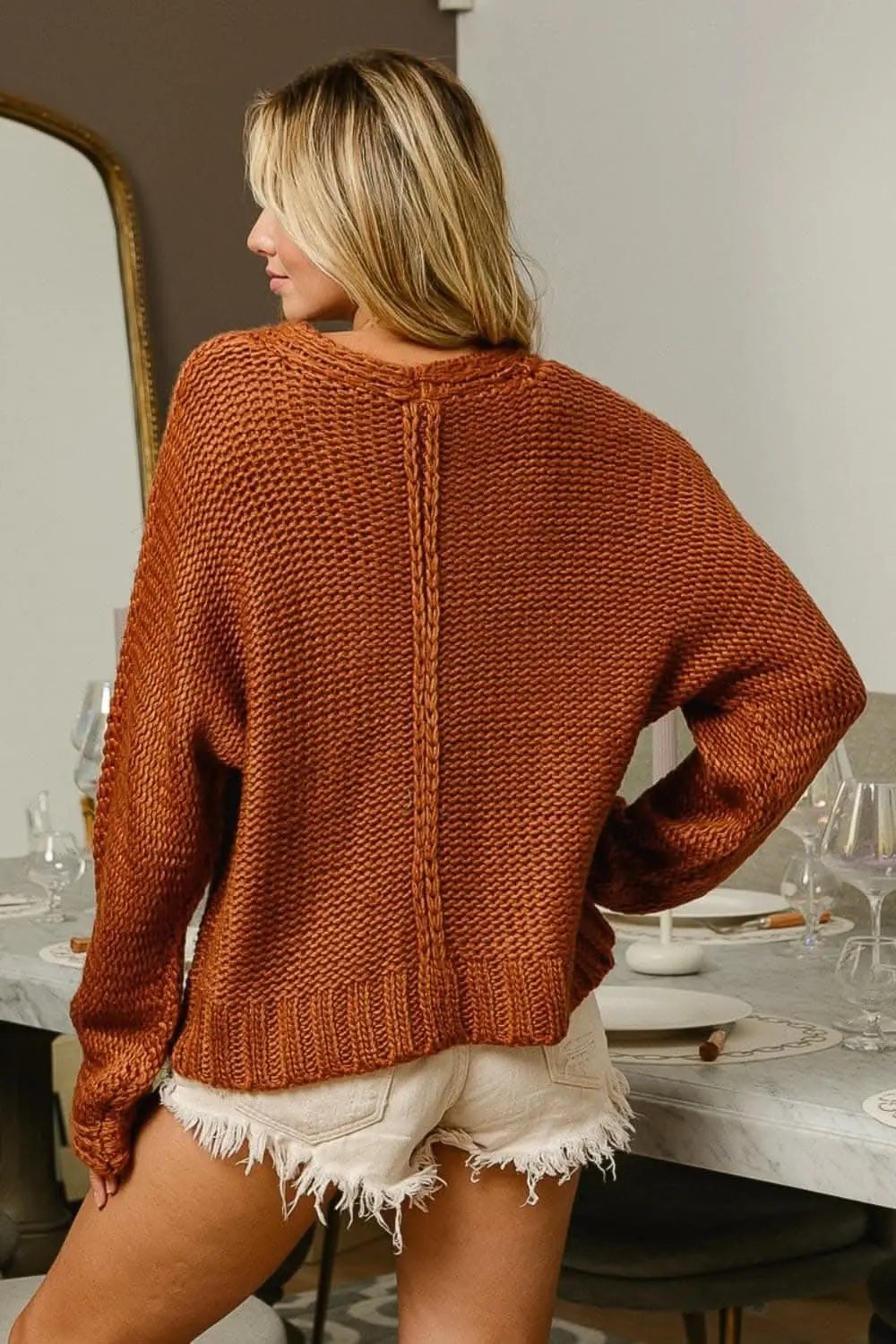 Women's Sweater - V-Neck Cable Knit - Soft Winter Fashion Top
